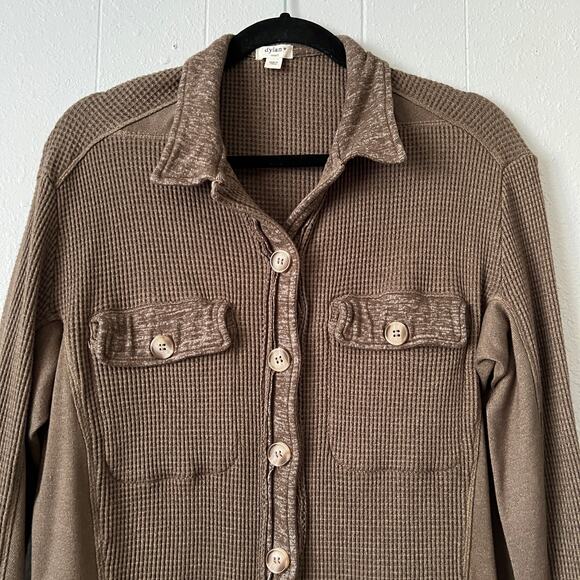 Dylan Shacket Womens Small Waffle Knit Button Front Boho Minimalist Streetwear - Picture 3 of 13